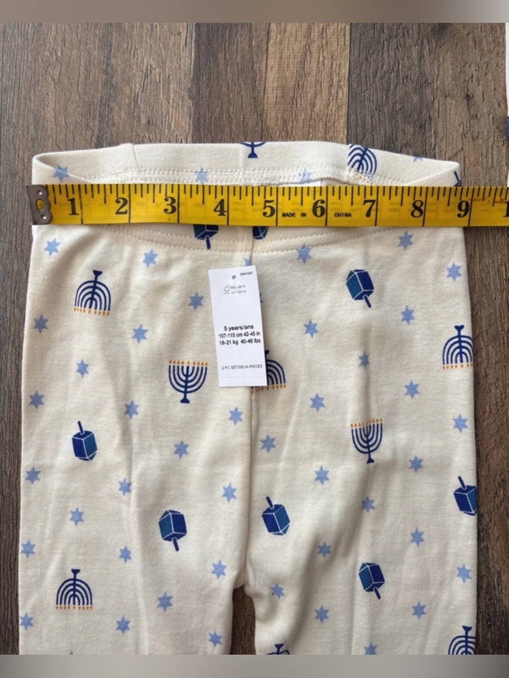 Baby Gap Organic Cotton Blue and Cream Hanukkah 2 piece Set pajamas size 5 new - Picture 4 of 11